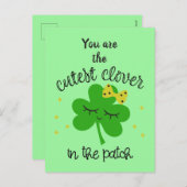 かわいいラッキーフォーリーフクローバーハッピーセントパトリックの日 シーズンポストカード (正面/裏面)