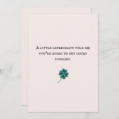 かわいいラッキーレッドシャムロックの四葉のクローバー カード カップル (正面/裏面)