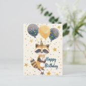 かわいいラッコお誕生日おめでとう ポストカード (スタンド正面)