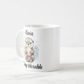 かわいいラッコと貝殻のイラスト "Otterly Adorable" コーヒーマグカップ (正面左)