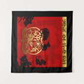 かわいいラットイ中国のンイヤー〔占星術の〕十二宮図誕生日WT タペストリー (正面(横))