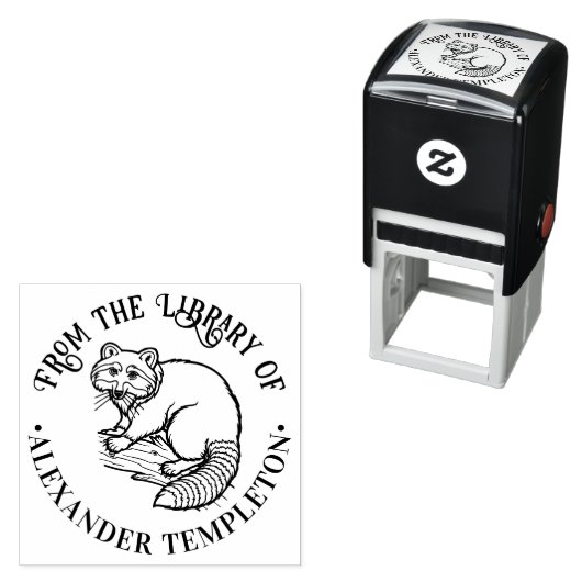 かわいいラッパー 枝の上のラウンド ライブラリーブック 名前 セルフインキングスタンプ (インサイチュ)