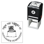 かわいいラッパー(Tree Stump)の丸い図書館の本の名前 セルフインキングスタンプ (インサイチュ)