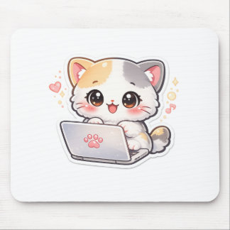 かわいいラップトップキャットマウスパッド | かわいいちび猫デザイン マウスパッド