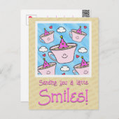 かわいいラテの笑顔 コーヒー好きな人へ 誕生日おめでとう ポストカード (正面/裏面)