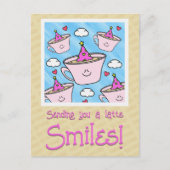 かわいいラテの笑顔 コーヒー好きな人へ 誕生日おめでとう ポストカード (正面)