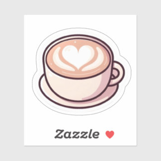 かわいいラテアートハートコーヒーカップステッカー シール