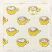 かわいいラテアートinイエローコーヒーマグ ガラスコースター (正面)