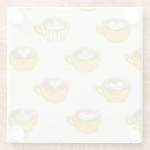 かわいいラテアートinイエローコーヒーマグ ガラスコースター (裏面)