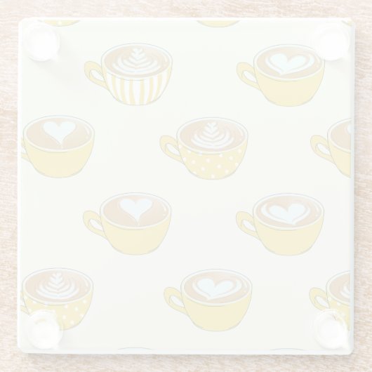 かわいいラテアートinイエローコーヒーマグ ガラスコースター (裏面)