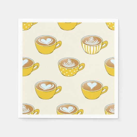 かわいいラテアートinイエローコーヒーマグ スタンダードカクテルナプキン (正面)
