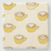 かわいいラテアートinイエローコーヒーマグ ストーンコースター (正面)