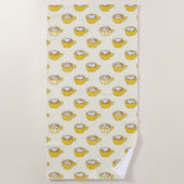 かわいいラテアートinイエローコーヒーマグ ビーチタオル (正面)