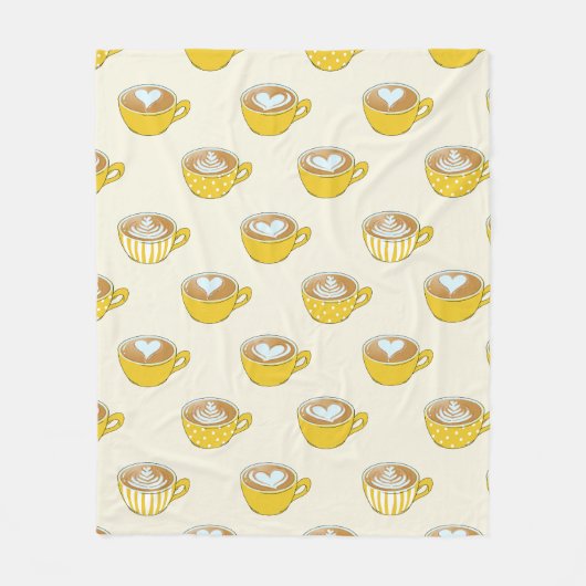 かわいいラテアートinイエローコーヒーマグ フリースブランケット (正面)