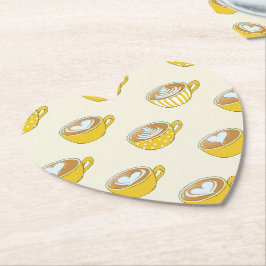 かわいいラテアートinイエローコーヒーマグ ペーパーコースター