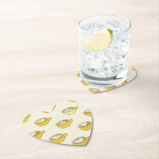 かわいいラテアートinイエローコーヒーマグ ペーパーコースター (インサイチュ)