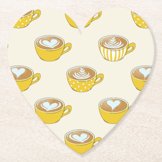 かわいいラテアートinイエローコーヒーマグ ペーパーコースター (正面)