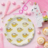 かわいいラテアートinイエローコーヒーマグ ペーパープレート (パーティー)