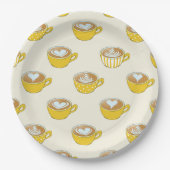 かわいいラテアートinイエローコーヒーマグ ペーパープレート (正面)