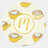 かわいいラテアートinイエローコーヒーマグ ラウンドシール (正面)