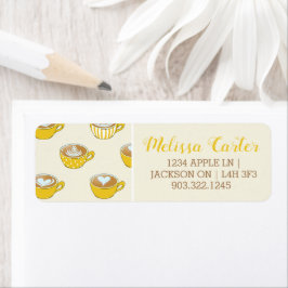 かわいいラテアートinイエローコーヒーマグ ラベル