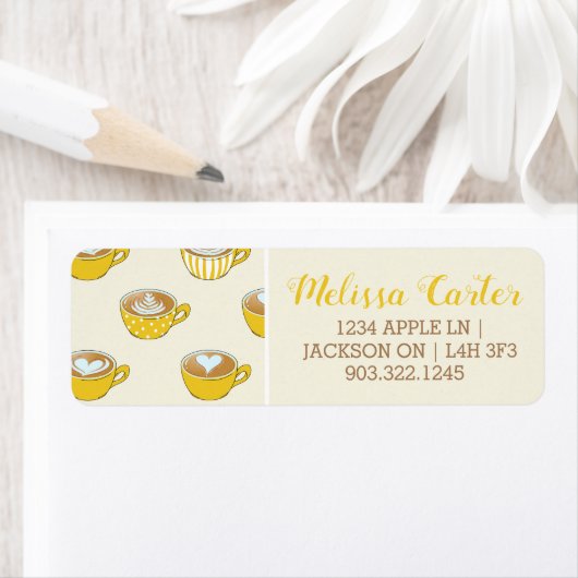 かわいいラテアートinイエローコーヒーマグ ラベル (インサイチュ)