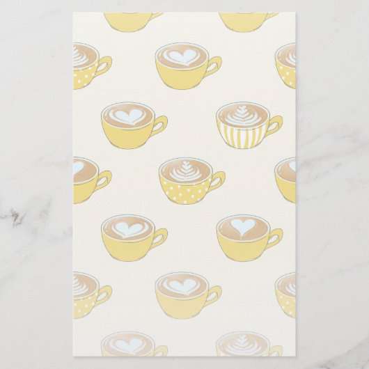 かわいいラテアートinイエローコーヒーマグ 便箋 (正面)
