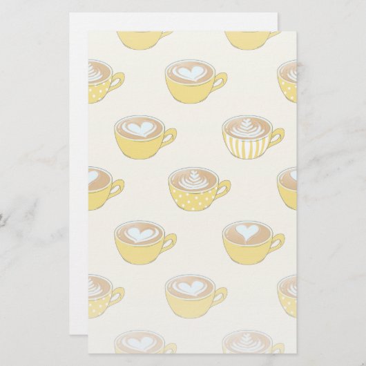 かわいいラテアートinイエローコーヒーマグ 便箋 (正面/裏面)