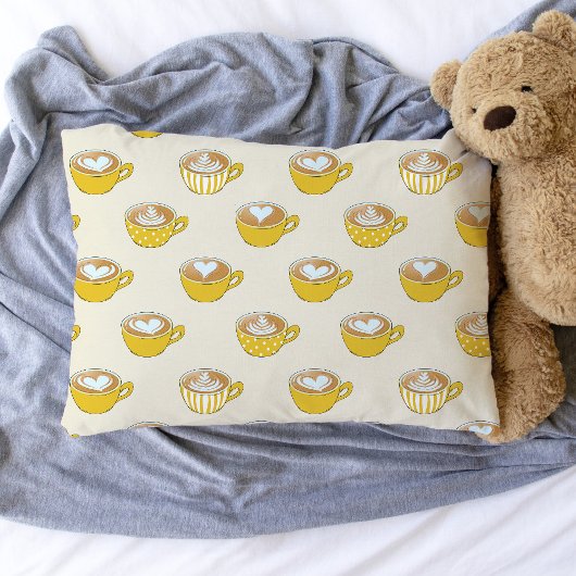 かわいいラテアートinイエローコーヒーマグ 枕カバー
