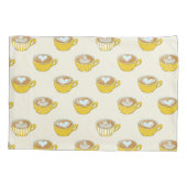 かわいいラテアートinイエローコーヒーマグ 枕カバー (裏面)