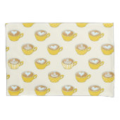 かわいいラテアートinイエローコーヒーマグ 枕カバー (正面)