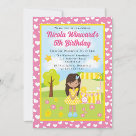 かわいいラティーナのレモネードの少女の誕生日 招待状