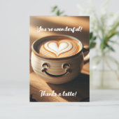 かわいいラテハートフォームアート付きコーヒー サンキューカード (スタンド正面)