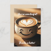 かわいいラテハートフォームアート付きコーヒー サンキューカード (正面/裏面)