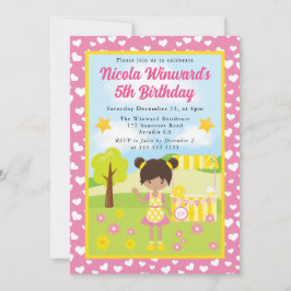 かわいいラテンアメリカ系女性レモネードガール子供の誕生日 招待状