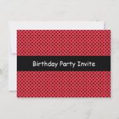 かわいいラディバグが3歳3歳の誕生日、水玉模様 招待状 (裏面)