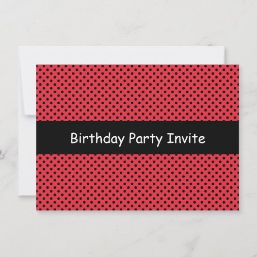 かわいいラディバグが3歳3歳の誕生日、水玉模様 招待状 (裏面)