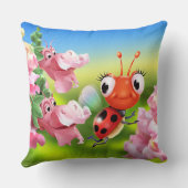 かわいいラディバグとスナップドラゴフレンドリーン付きクッション クッション (裏面)