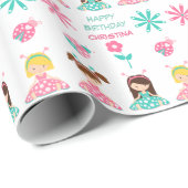 かわいいラディバグガールパーソナライズされた誕生日 ラッピングペーパー (ロールコーナー)