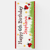 かわいいラディバグテーマハッピーバースデーバナー 横断幕 (縦)