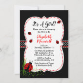 かわいいラディバグ女の子の赤ちゃんシャワー 招待状 (正面)