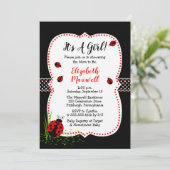 かわいいラディバグ女の子の赤ちゃんシャワー 招待状 (スタンド正面)