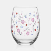 かわいいラディバグ水玉模様デイジーフラワー自然パターン ステムなしワイングラス (裏面)