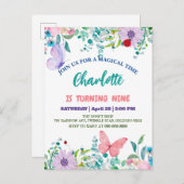 かわいいラディバグ水玉模様フローラフラワー誕生日名 インビテーションポストカード (正面/裏面)