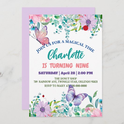 かわいいラディバグ水玉模様フローラフラワー誕生日名 シーズンカード (正面/裏面)