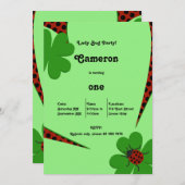 かわいいラディバグ1st誕生日パーティの招待状カード 招待状 (正面/裏面)