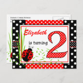 かわいいラディバグ2回目の誕生日 インビテーションポストカード (正面/裏面)