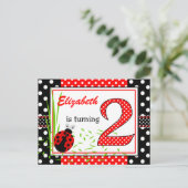 かわいいラディバグ2回目の誕生日 インビテーションポストカード (スタンド正面)