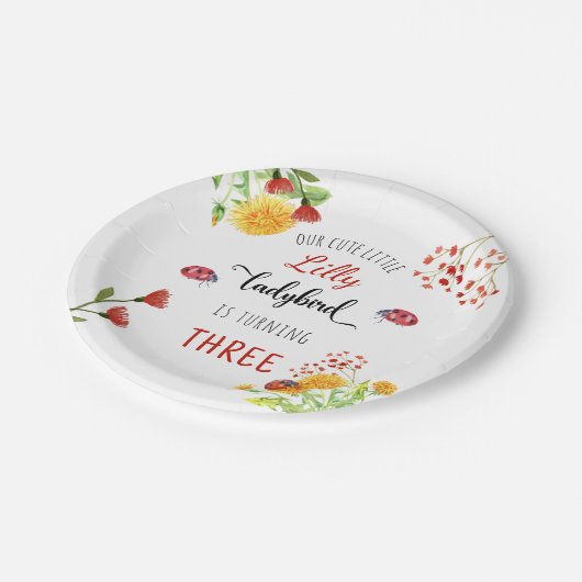 かわいいラディバードウォーター色の女の子春夏 ペーパープレート (アングル)