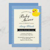 かわいいラバーアヒル水玉模様ベビーシャワー招待状 招待状 (正面/裏面)